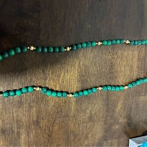 Elegant Green Beaded Necklace with Gold Accents